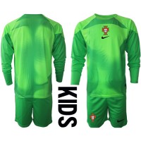 Billiga Portugal Målvakt Barnkläder Hemma fotbollskläder till baby VM 2022 Långärmad (+ Korta byxor)